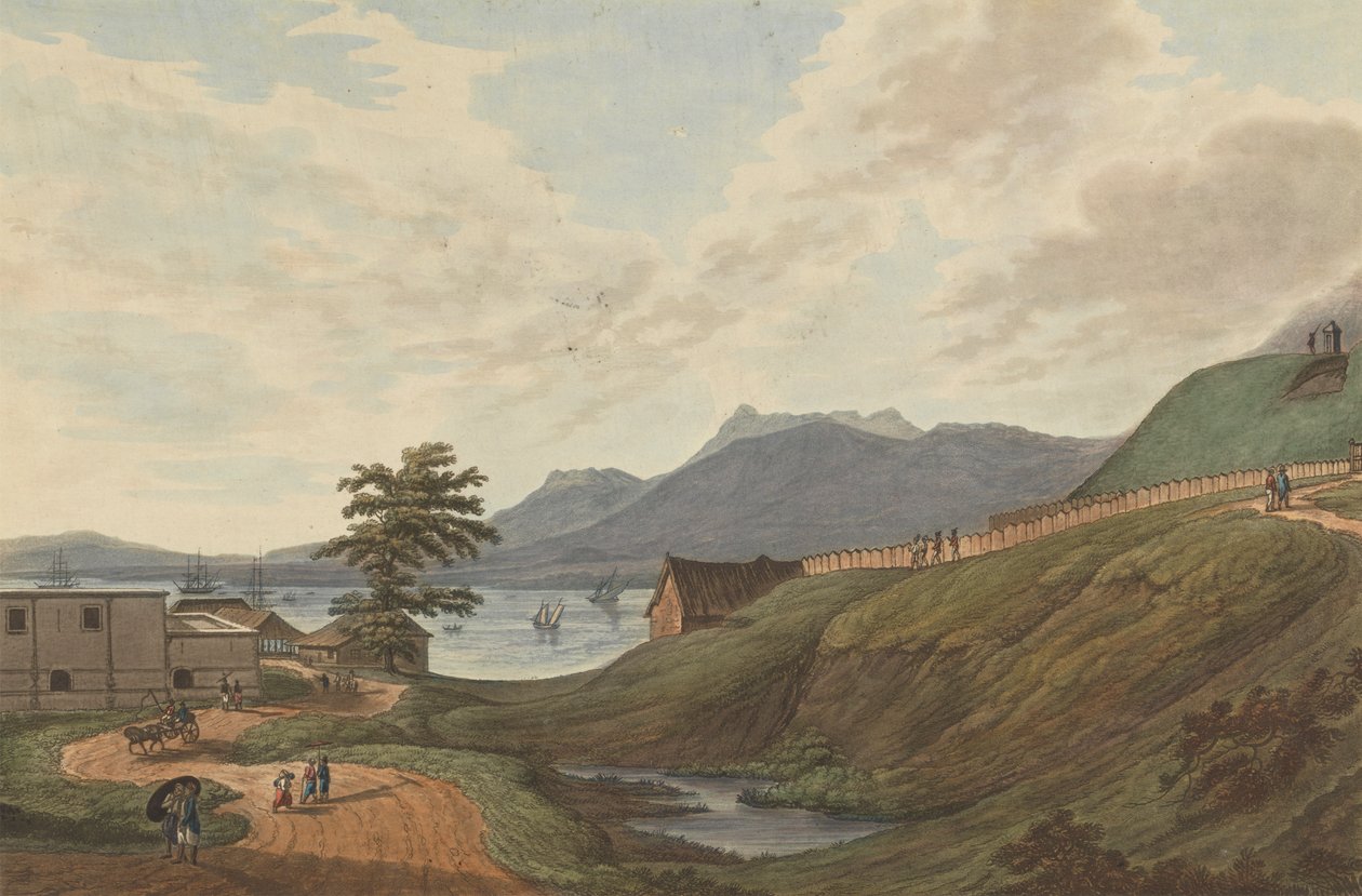 Soongey Lamou Hills Fort Marlborough, Benkulen, Sumatra, 1799 da Joseph Constantine Stadler