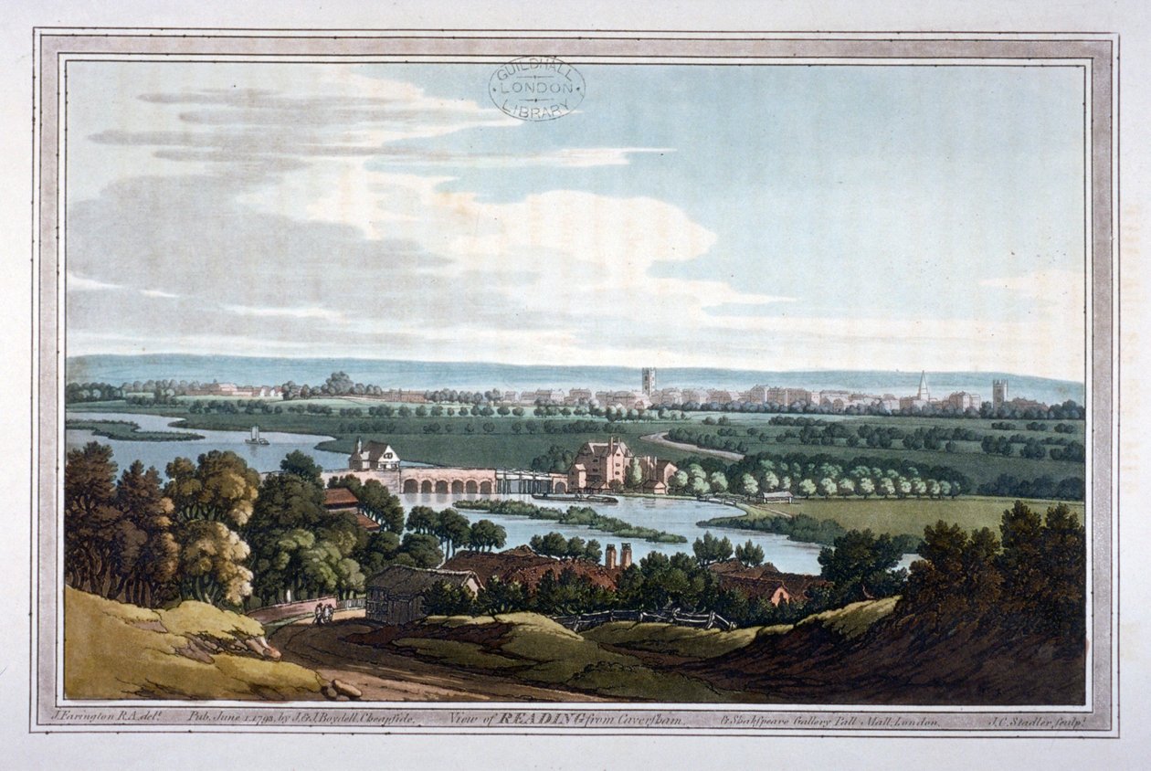 Veduta di Reading da Caversham, Berkshire da Joseph Constantine Stadler