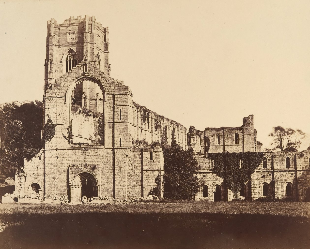 Abbazia di Fountains. Fronte occidentale generale, 1850s da Joseph Cundall