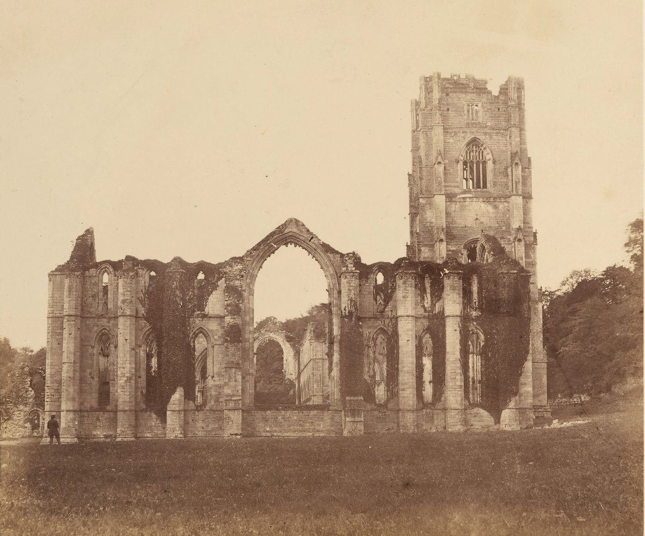 Abbazia di Fountains. La Cappella dei Nove Altari, Esterno, 1850s da Joseph Cundall