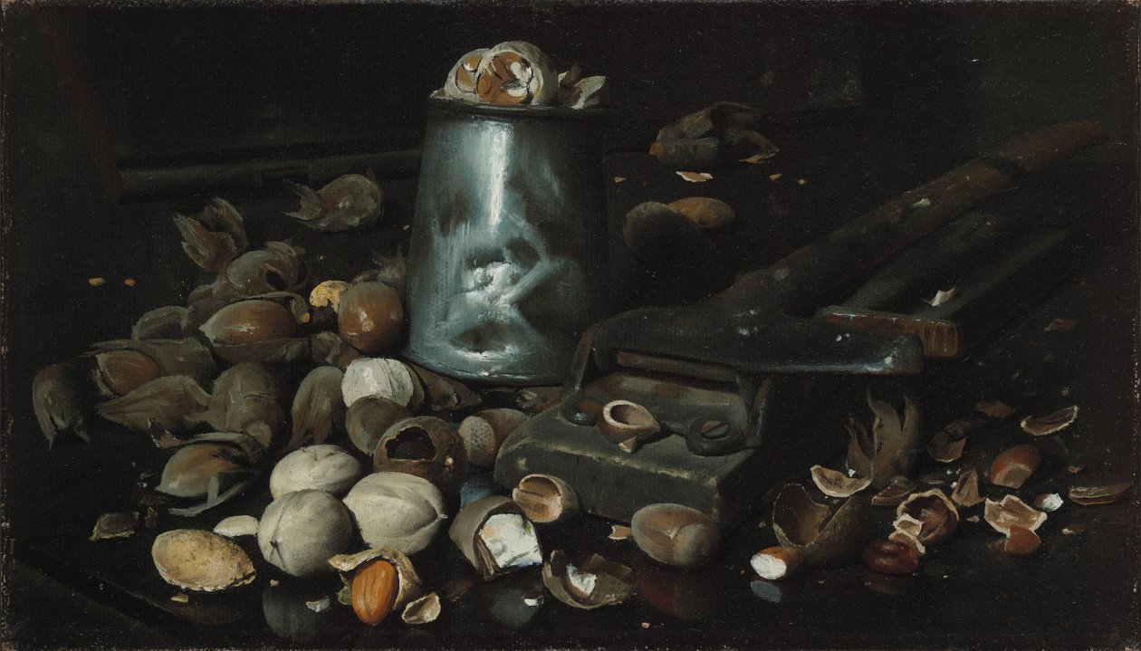 Natura morta con lattina di latta e noci, c.1886 da Joseph Decker