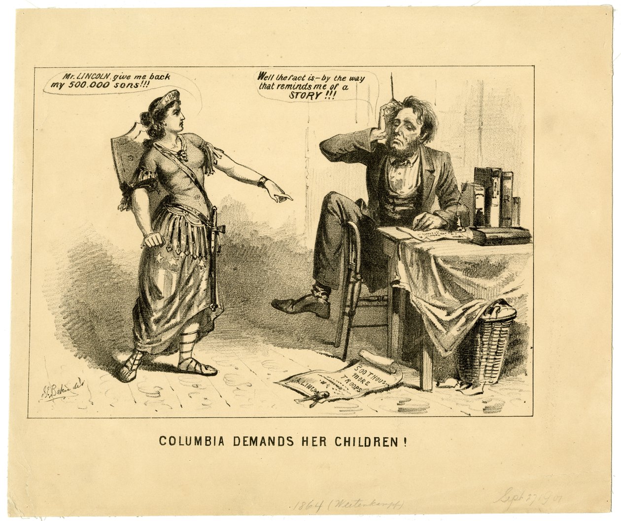 Columbia chiede i suoi figli, 1864 da Joseph E. Baker