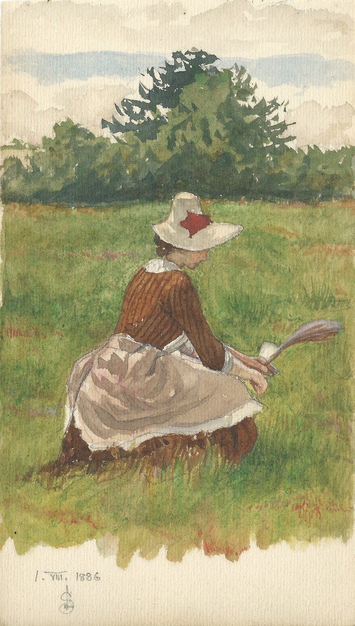 Donna che raccoglie erba da spiaggia, 1.VIII.1886 da Joseph Edward Southall