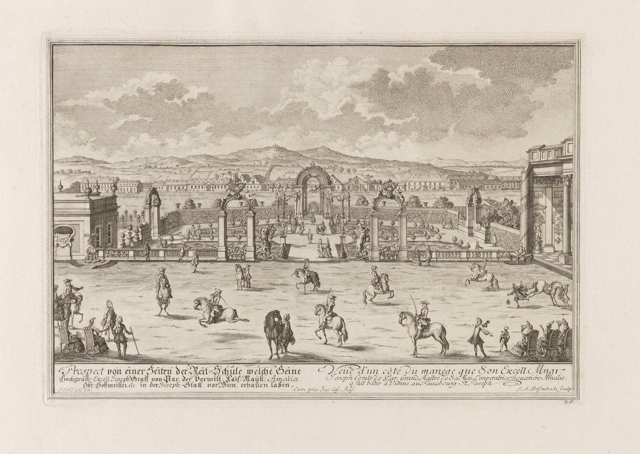 Scuola di equitazione del Conte Paar a Vienna, 1719 da Joseph Emanuel Fischer von Erlach