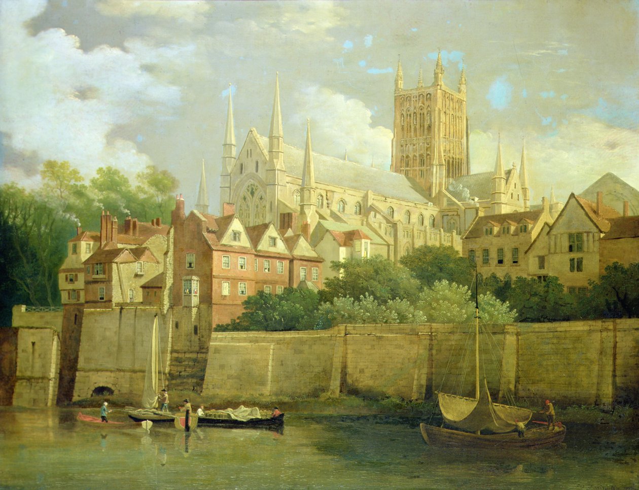 Veduta della Cattedrale di Worcester da Sud-Ovest da Joseph Farington