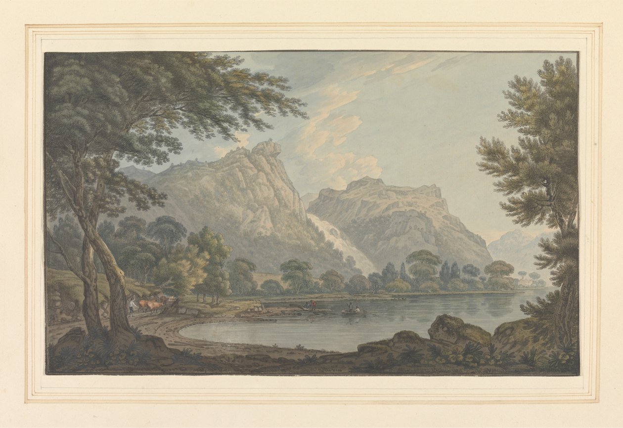 Rocce di Lodore -- cascata e cottage - distanza da Joseph Farington