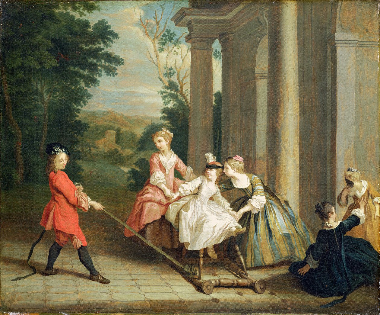 Bambini che giocano con un cavallo a dondolo, c.1741-47 da Joseph Francis Nollekens