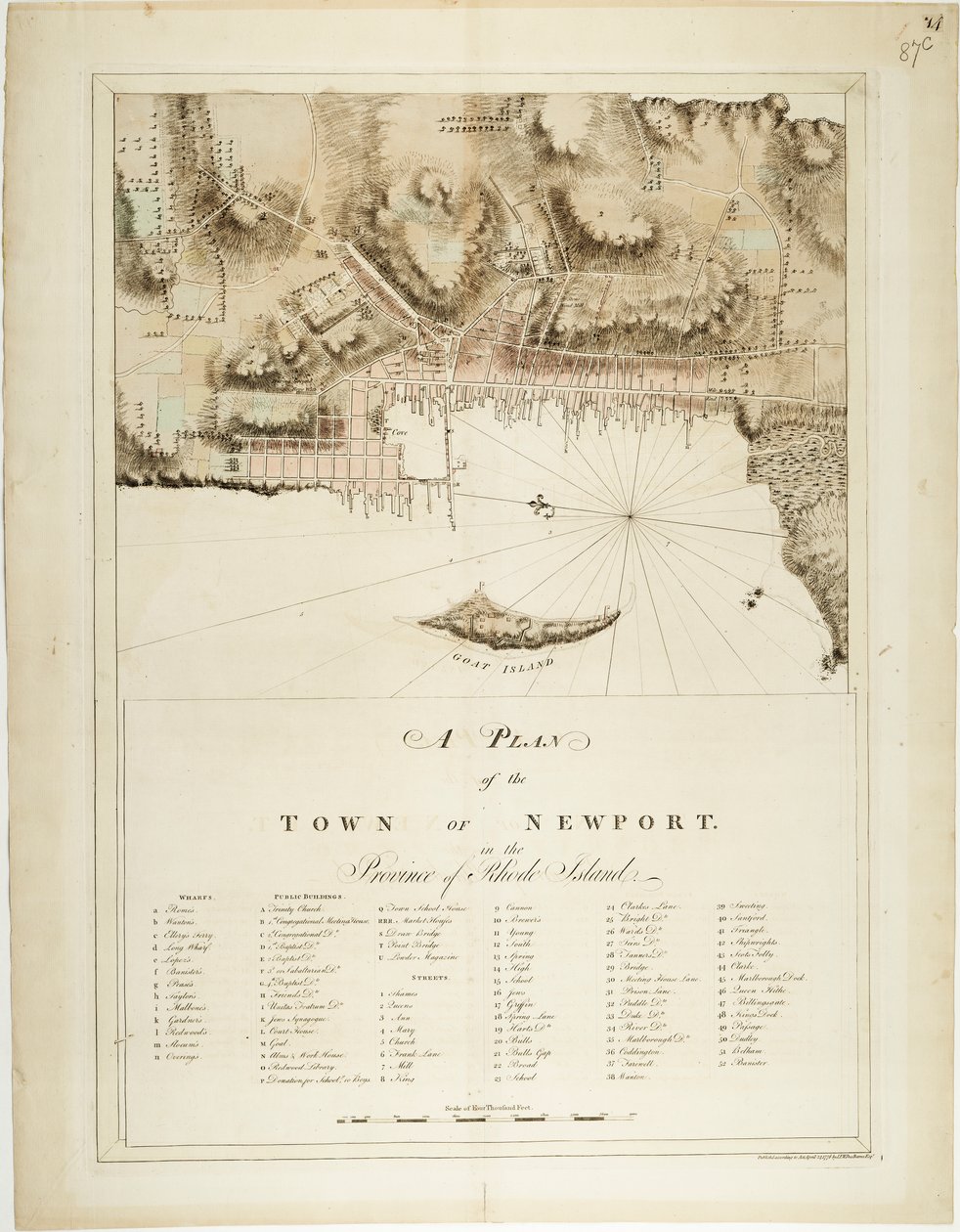 Piano della città di Newport nella provincia di Rhode Island da Joseph Frederick Wallet DesBarres