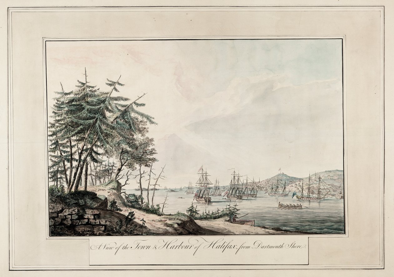 Veduta della città e del porto di Halifax, dalla riva di Dartmouth da Joseph Frederick Wallet DesBarres