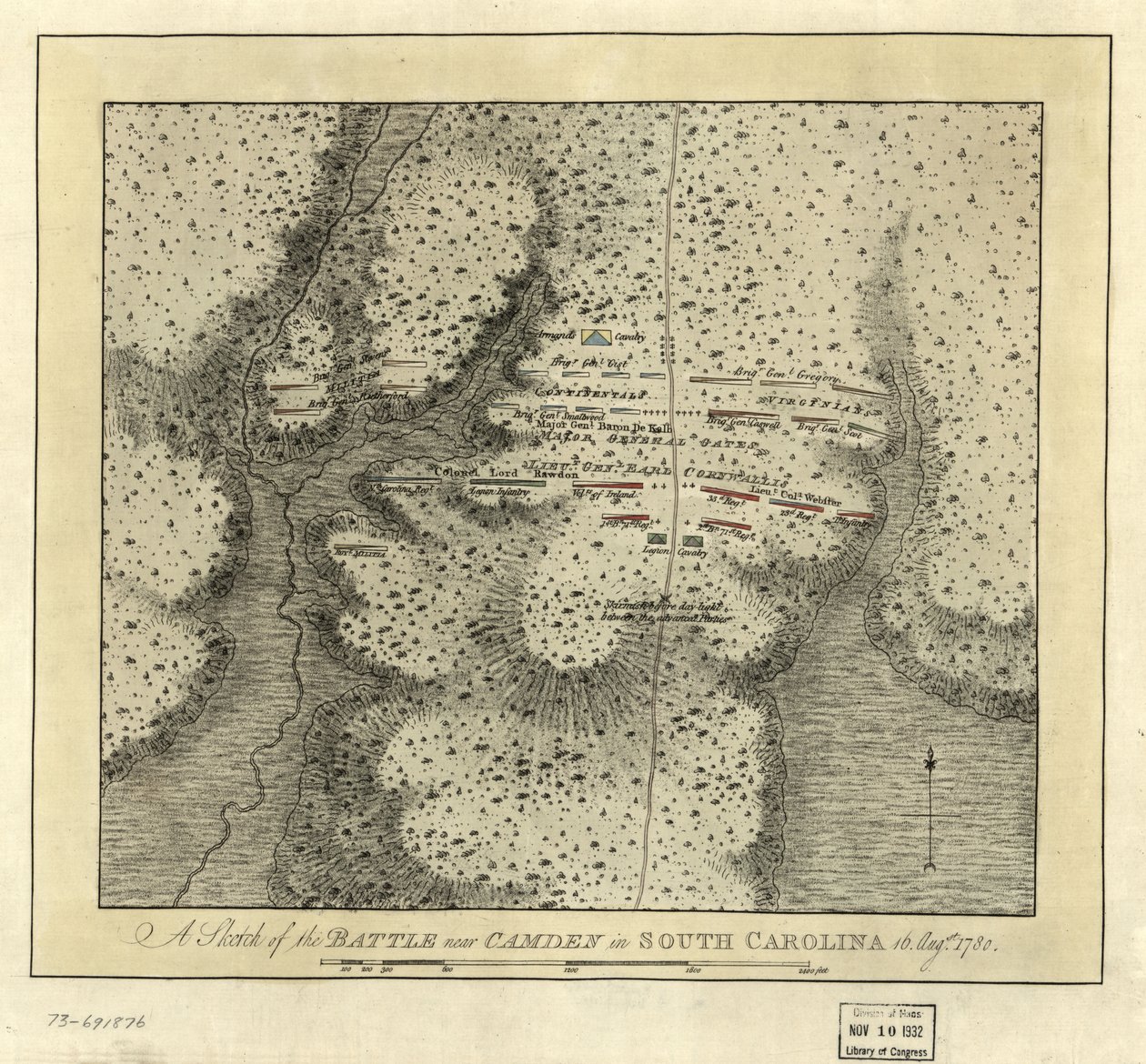Battaglia vicino a Camden in South Carolina da Joseph Frederick Wallet DesBarres