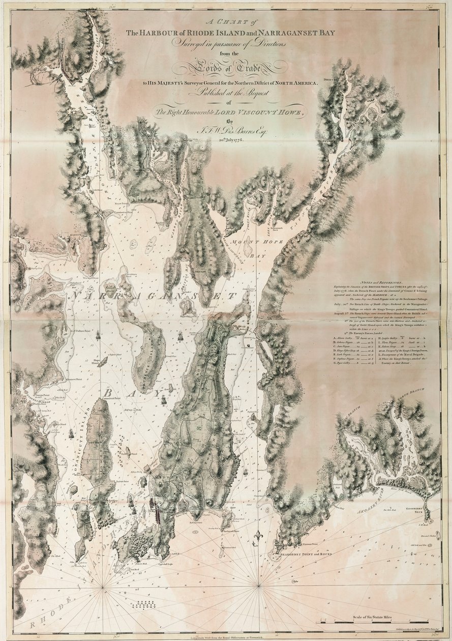 Carta della Baia di Ipswich e Capo Ann, costa atlantica del Nord America da Joseph Frederick Wallet DesBarres