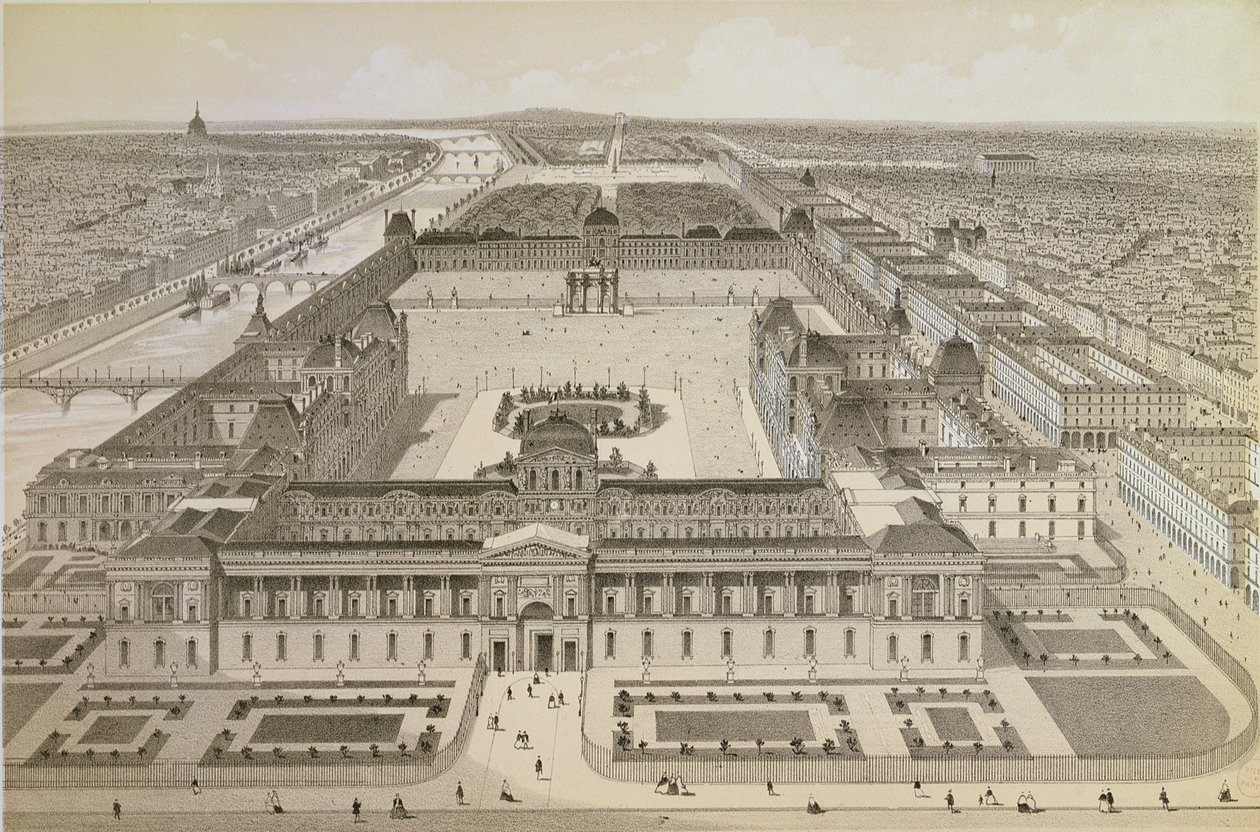 Veduta del Louvre e delle Tuileries, c.1850 da Joseph Gabriel Aubrun