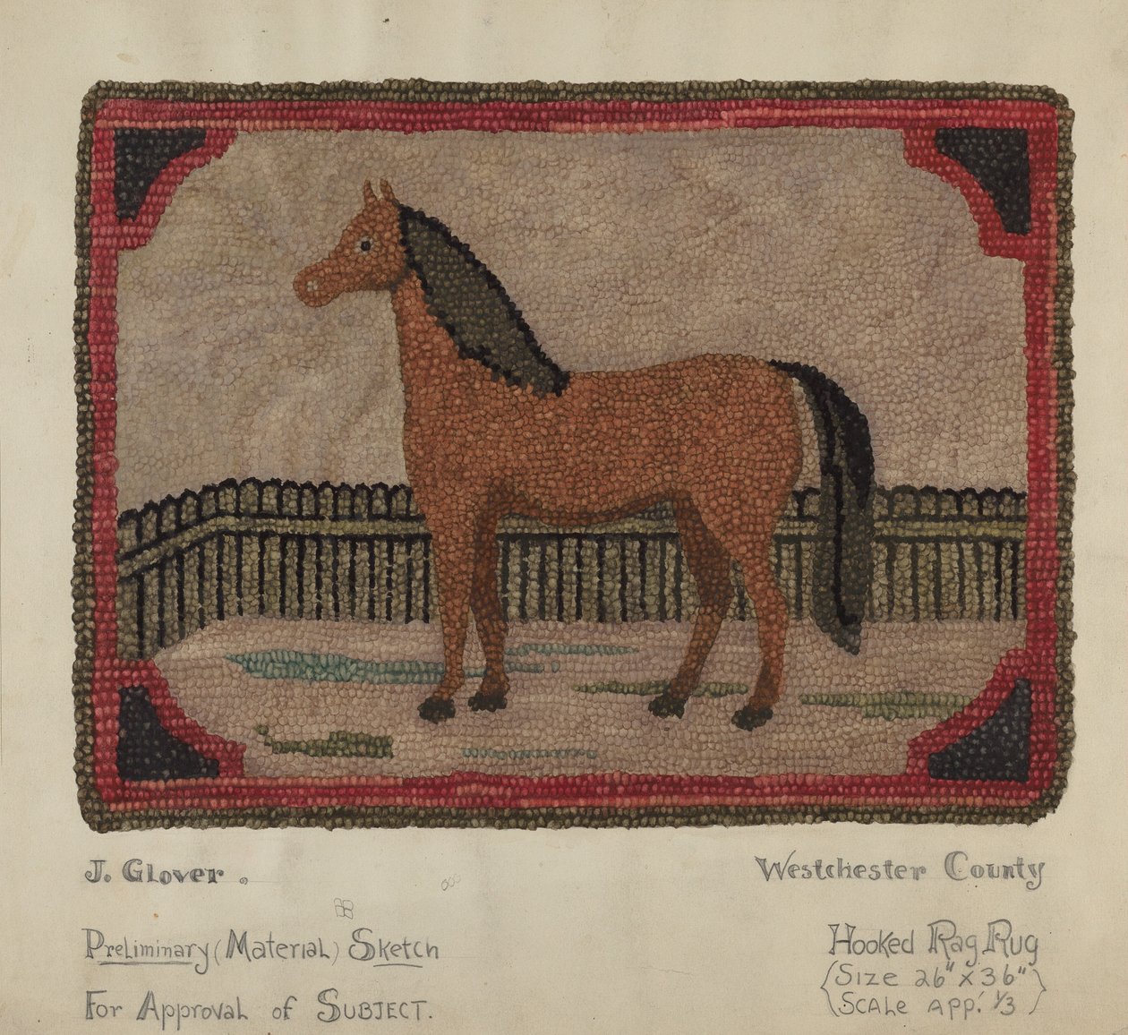 Tappeto agganciato con cavallo da Joseph Glover