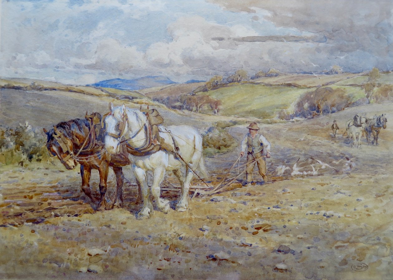 Cavalli pesanti che arano sui Downs da Joseph Harold Swanwick