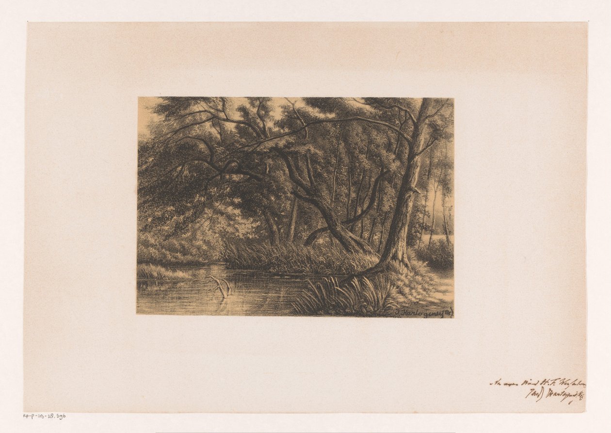 Paesaggio boschivo con stagno da Joseph Hartogensis