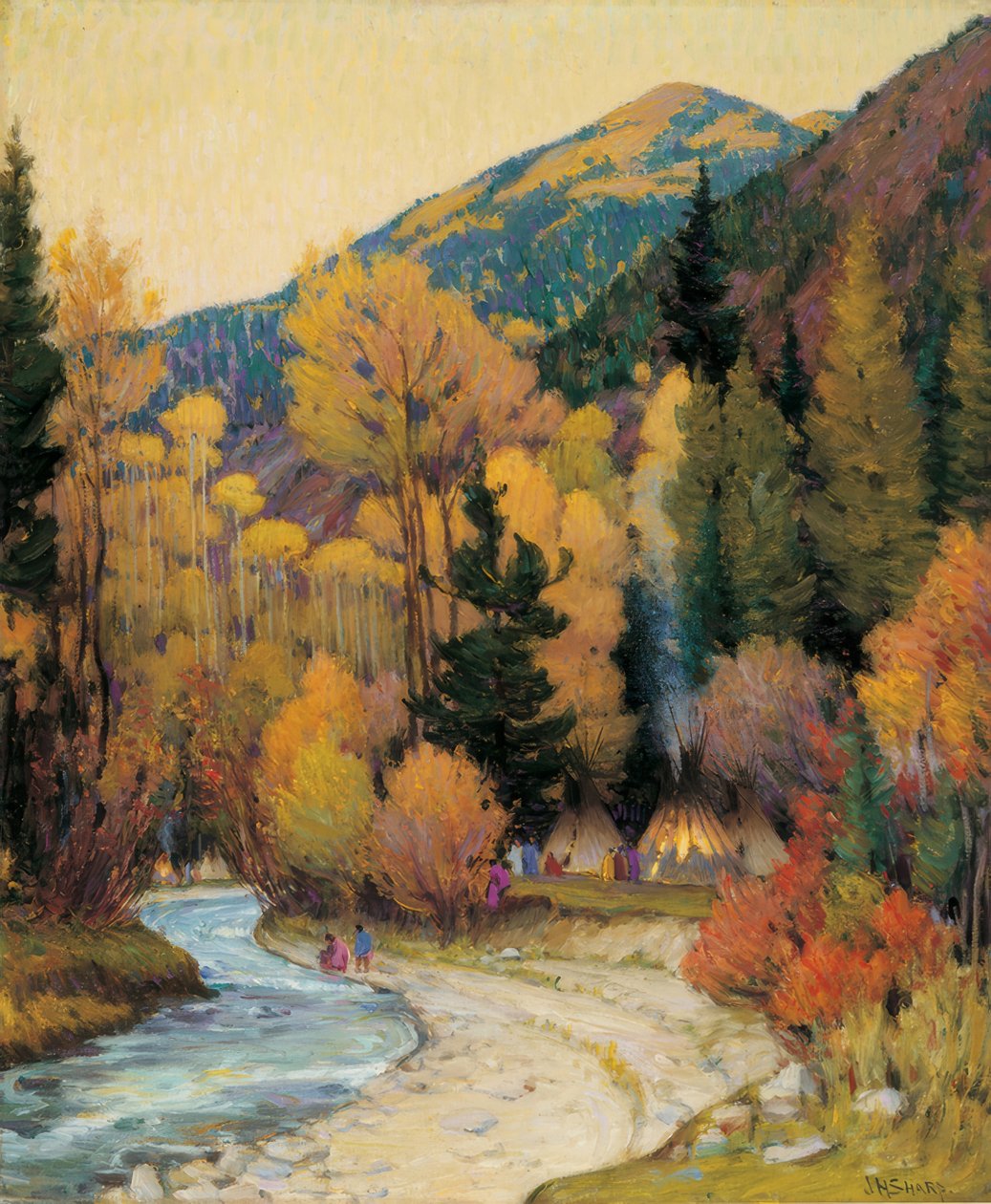 Accampamento apache nel canyon di Hondo da Joseph Henry Sharp