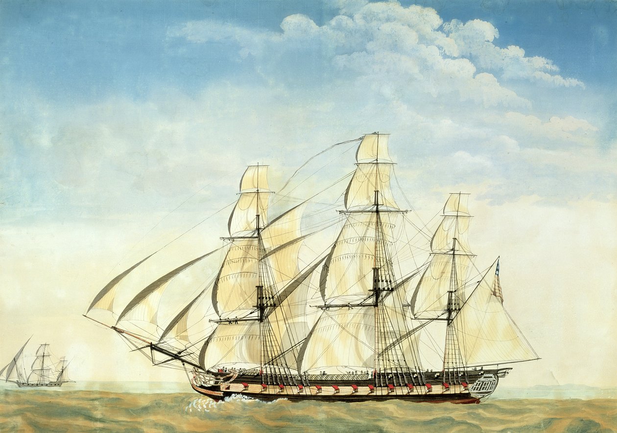 La fregata USS Essex (acquerello su carta) da Joseph Howard