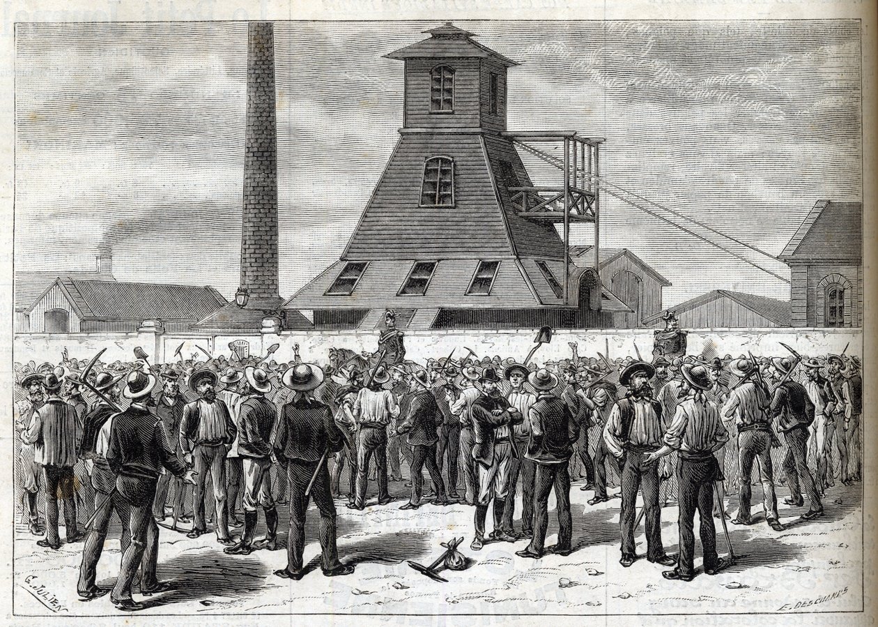 Sciopero nelle miniere di Anzin (Pas-de-Calais) nel 1884 - Disegno di Julien - incisione in 