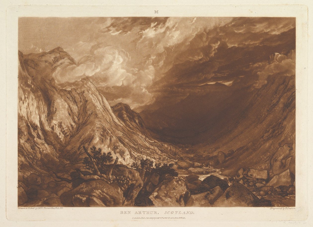 Ben Arthur, Scozia Liber Studiorum, parte XIV, tavola 69, 1 gennaio 1819 da Joseph Mallord William Turner