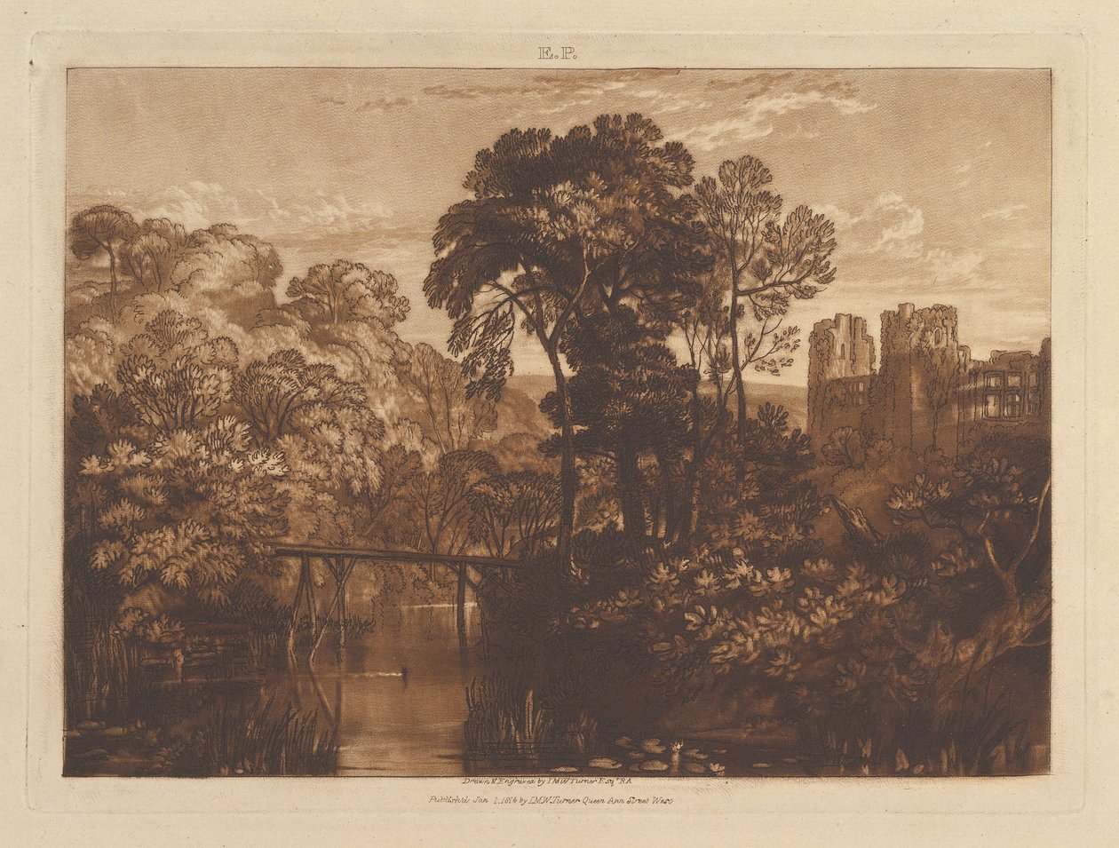Castello di Berry Pomeroy Liber Studiorum, parte XII, tavola 58 da Joseph Mallord William Turner