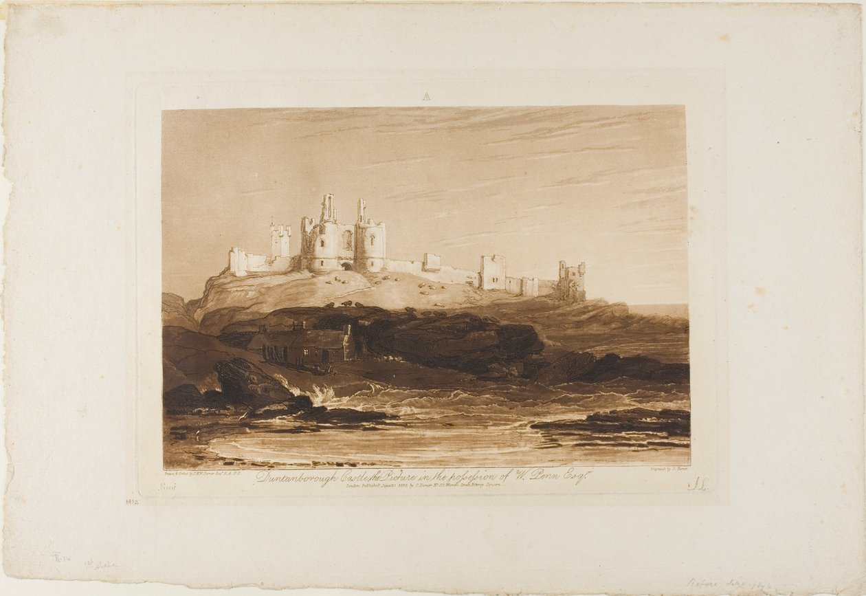 Castello di Dunstanborough, tavola 14 da Liber Studiorum da Joseph Mallord William Turner