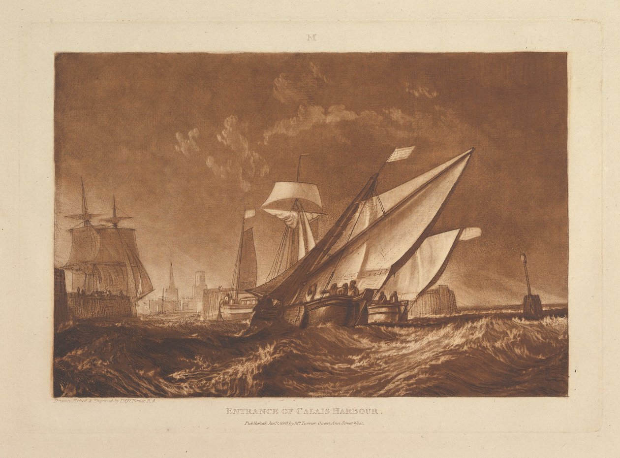 Ingresso del Porto di Calais Liber Studiorum, parte XI, tavola 55 da Joseph Mallord William Turner