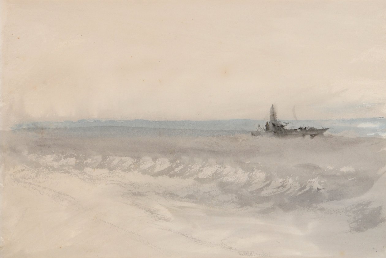 Mare grigio, barca che corre a riva, c.1845-50 da Joseph Mallord William Turner