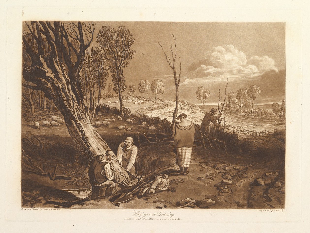 Siepi e fossati Liber Studiorum, parte X, piatto 47 da Joseph Mallord William Turner