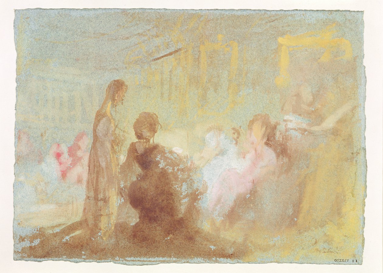 Interno a Petworth House con persone in conversazione, 1830 da Joseph Mallord William Turner