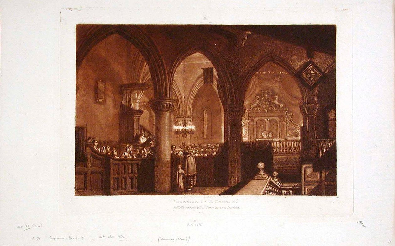 Interno di una chiesa da Joseph Mallord William Turner