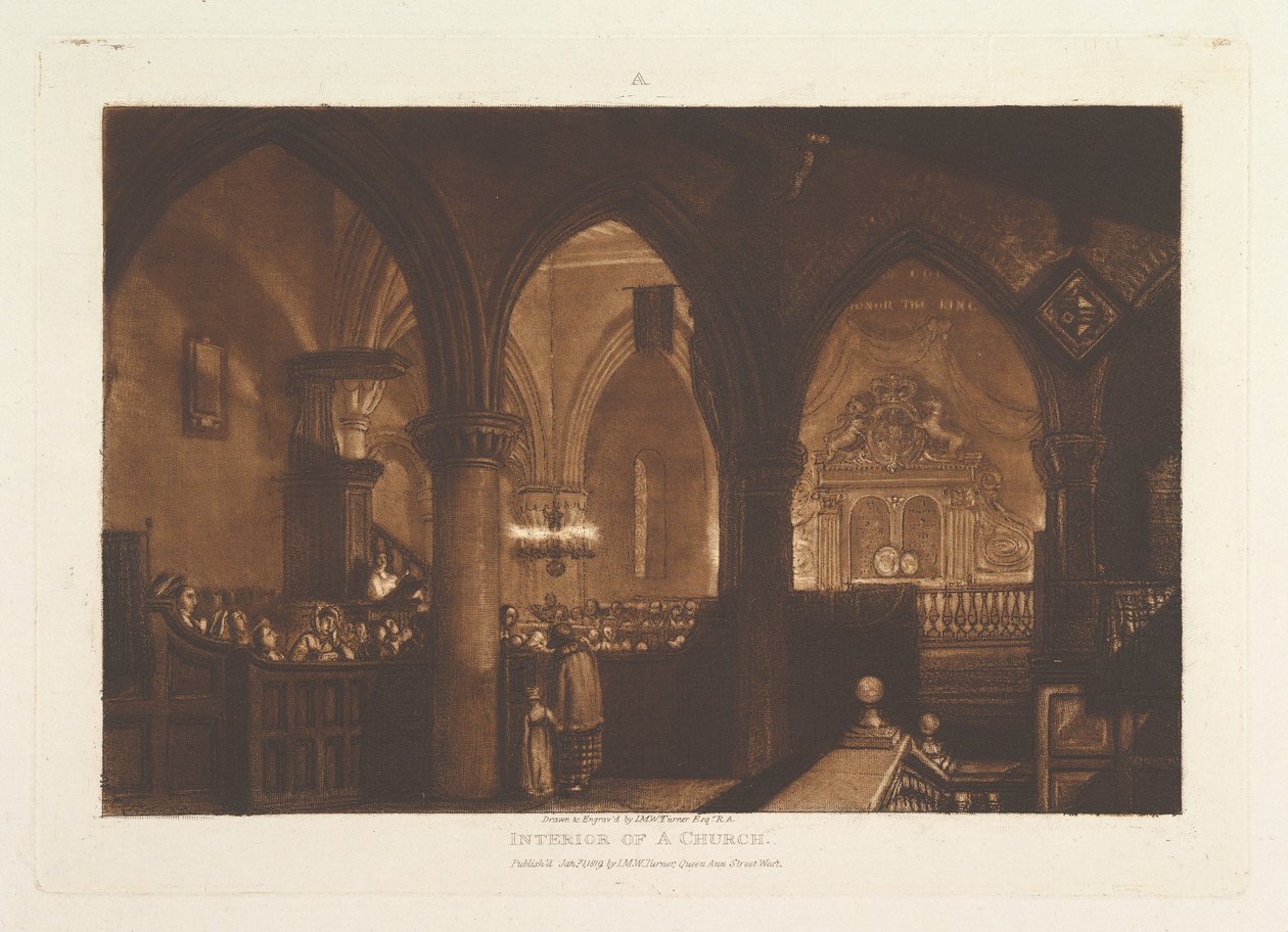 Interno di una chiesa, Liber Studiorum, parte XIV, tavola 70, 1 gennaio 1819 da Joseph Mallord William Turner