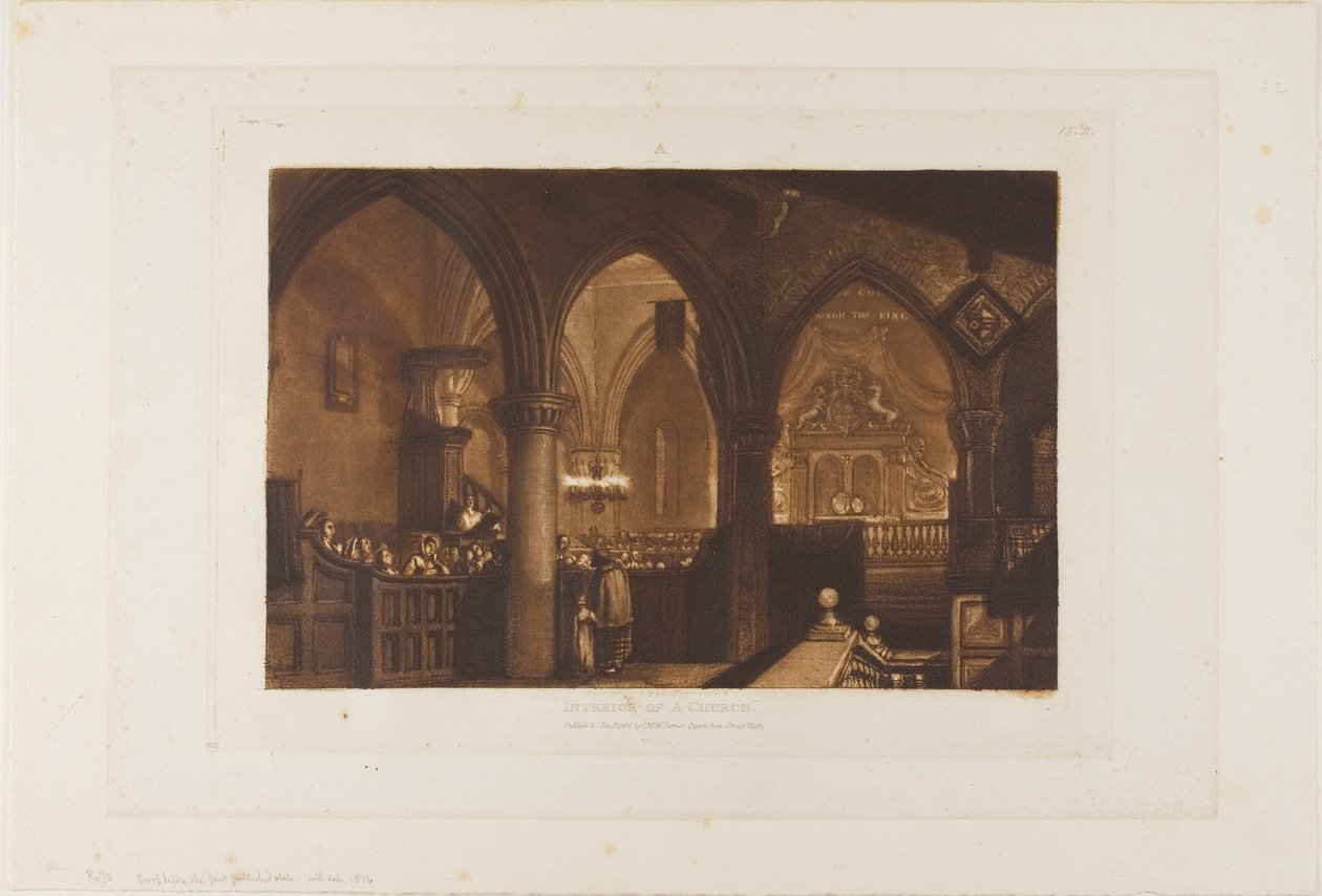 Interno di una Chiesa, tavola 70 da Liber Studiorum da Joseph Mallord William Turner