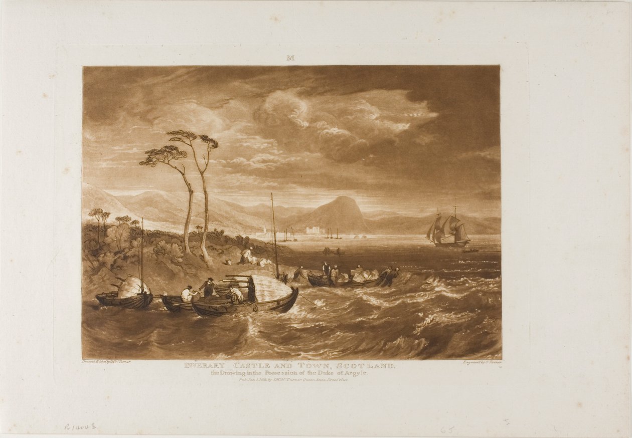 Castello e città di Inverary, tavola 65 da Liber Studiorum da Joseph Mallord William Turner