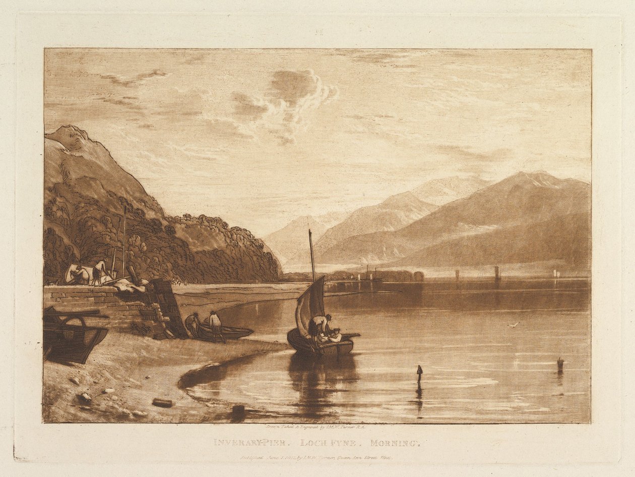 Molo di Inverary, Loch Fyne, mattino, parte VII, tavola 35 da "Liber Studiorum" da Joseph Mallord William Turner