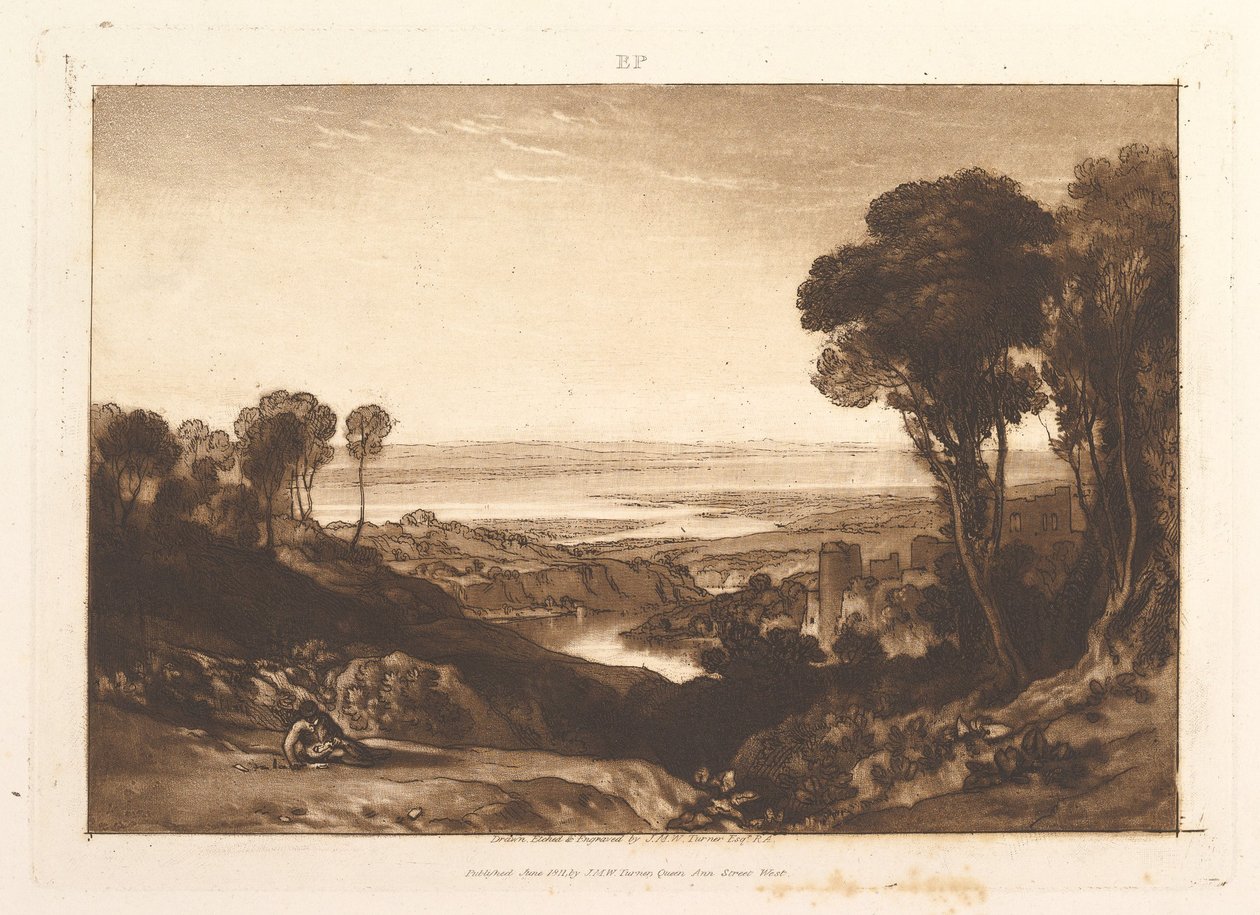Confluenza del Severn e del Wye, parte VI, tavola 28 da “Liber Studiorum” da Joseph Mallord William Turner