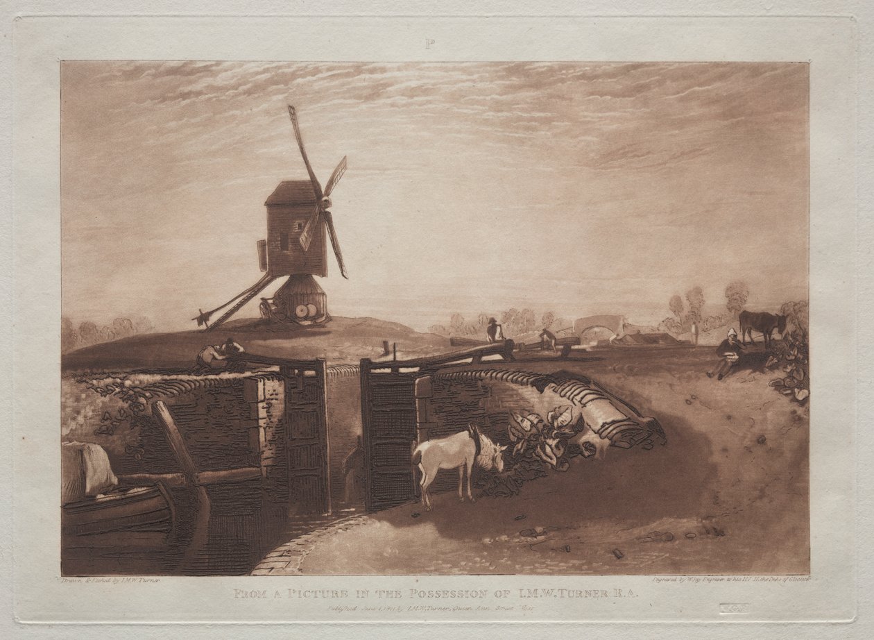 Liber Studiorum: Mulino a vento e chiusa da Joseph Mallord William Turner