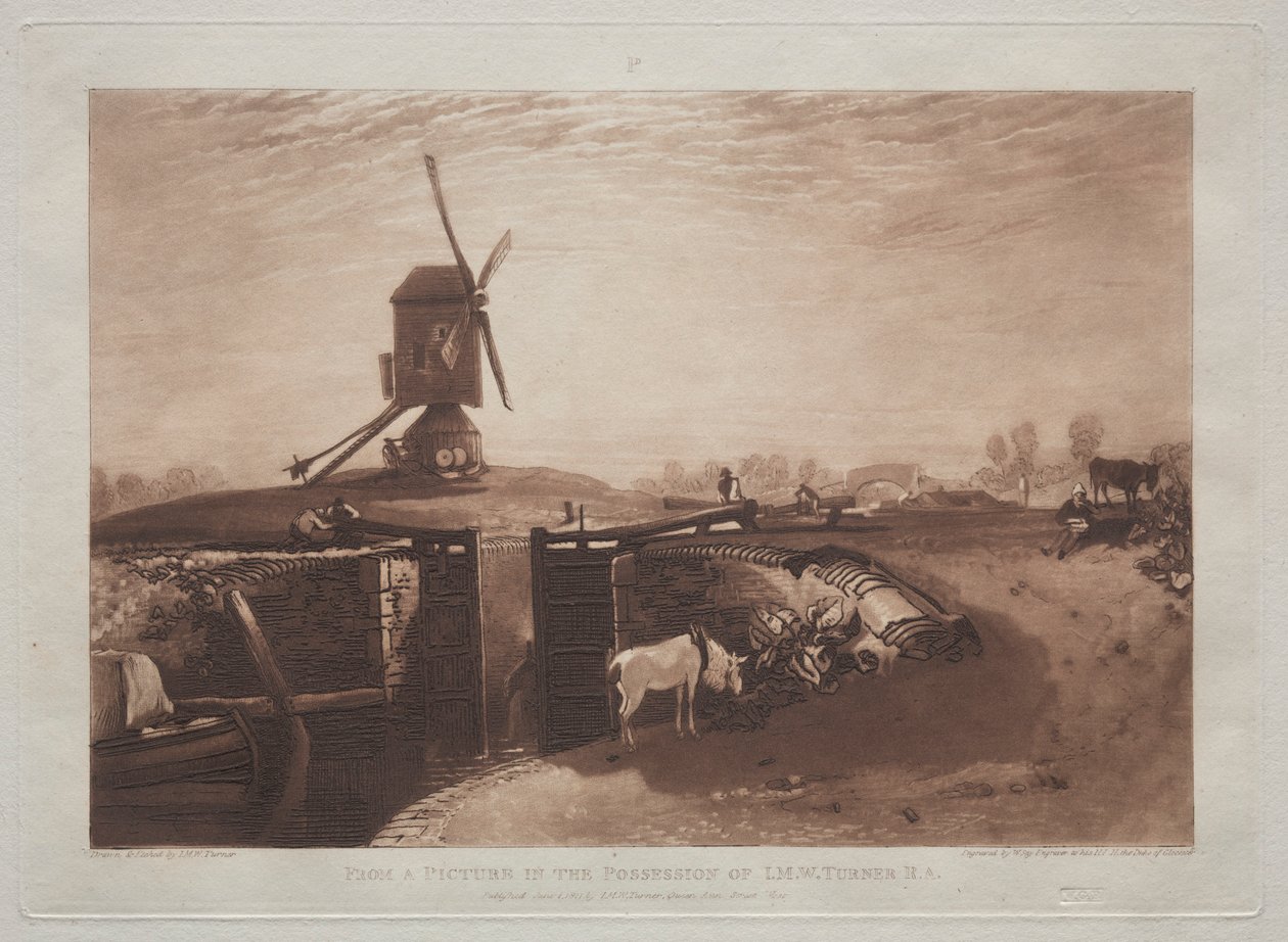 Liber Studiorum: Mulino a vento e chiusa da Joseph Mallord William Turner