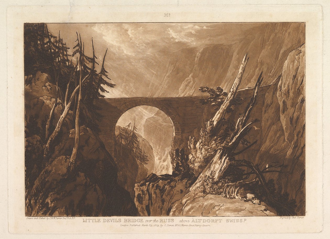 Ponte del Diavolo sul Russ, sopra Altdorft, Svizzera da Joseph Mallord William Turner