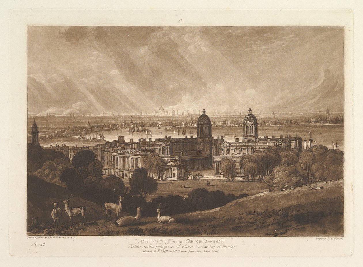 Londra da Greenwich, Liber Studiorum, parte V, piatto 26, 1 gennaio 1811 da Joseph Mallord William Turner