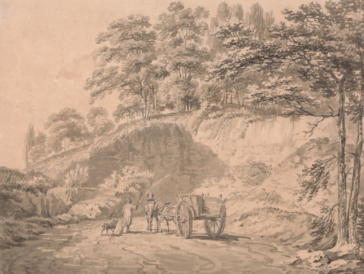 Uomo con cavallo e carro che entra in una cava da Joseph Mallord William Turner
