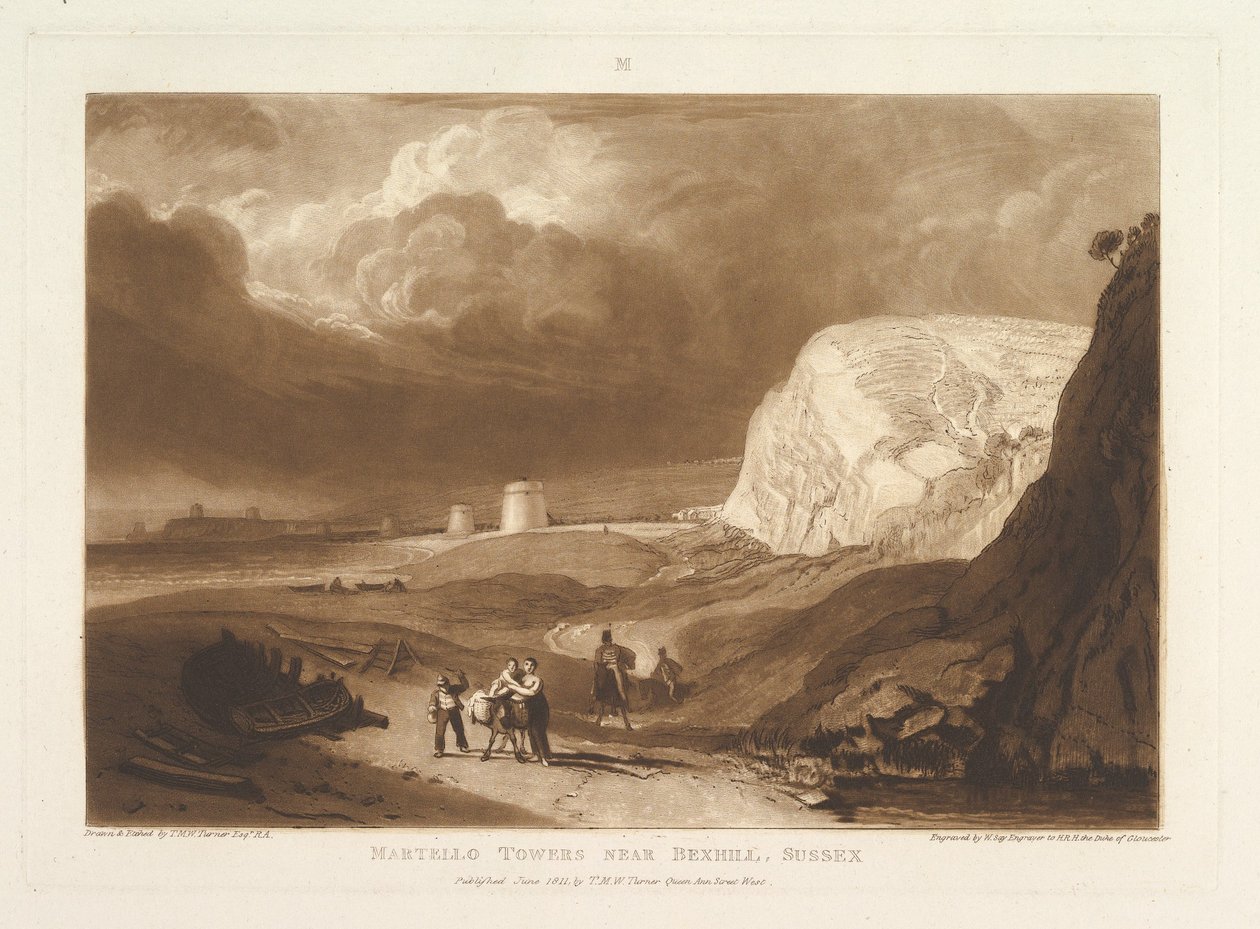 Torri Martello vicino a Bexhill, Sussex Liber Studiorum, parte VII, tavola 34, giugno 1811 da Joseph Mallord William Turner