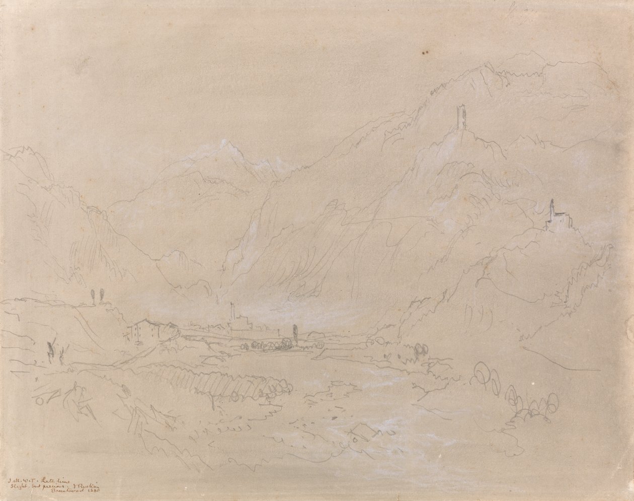 Paesaggio montuoso con città nella valle, c.1840 da Joseph Mallord William Turner