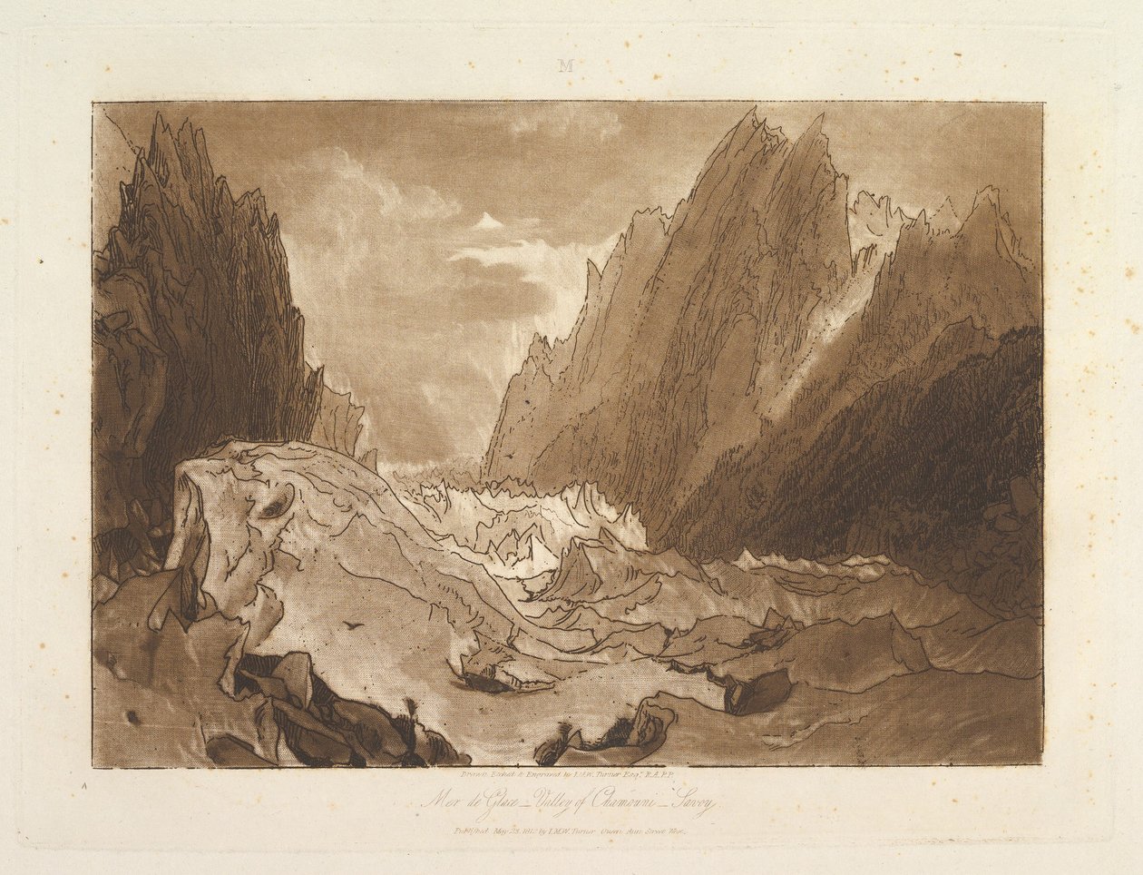 Mer de Glace, Valle di Chamouni-Savoy Liber Studiorum, parte X, tavola 50, 23 maggio 1812 da Joseph Mallord William Turner