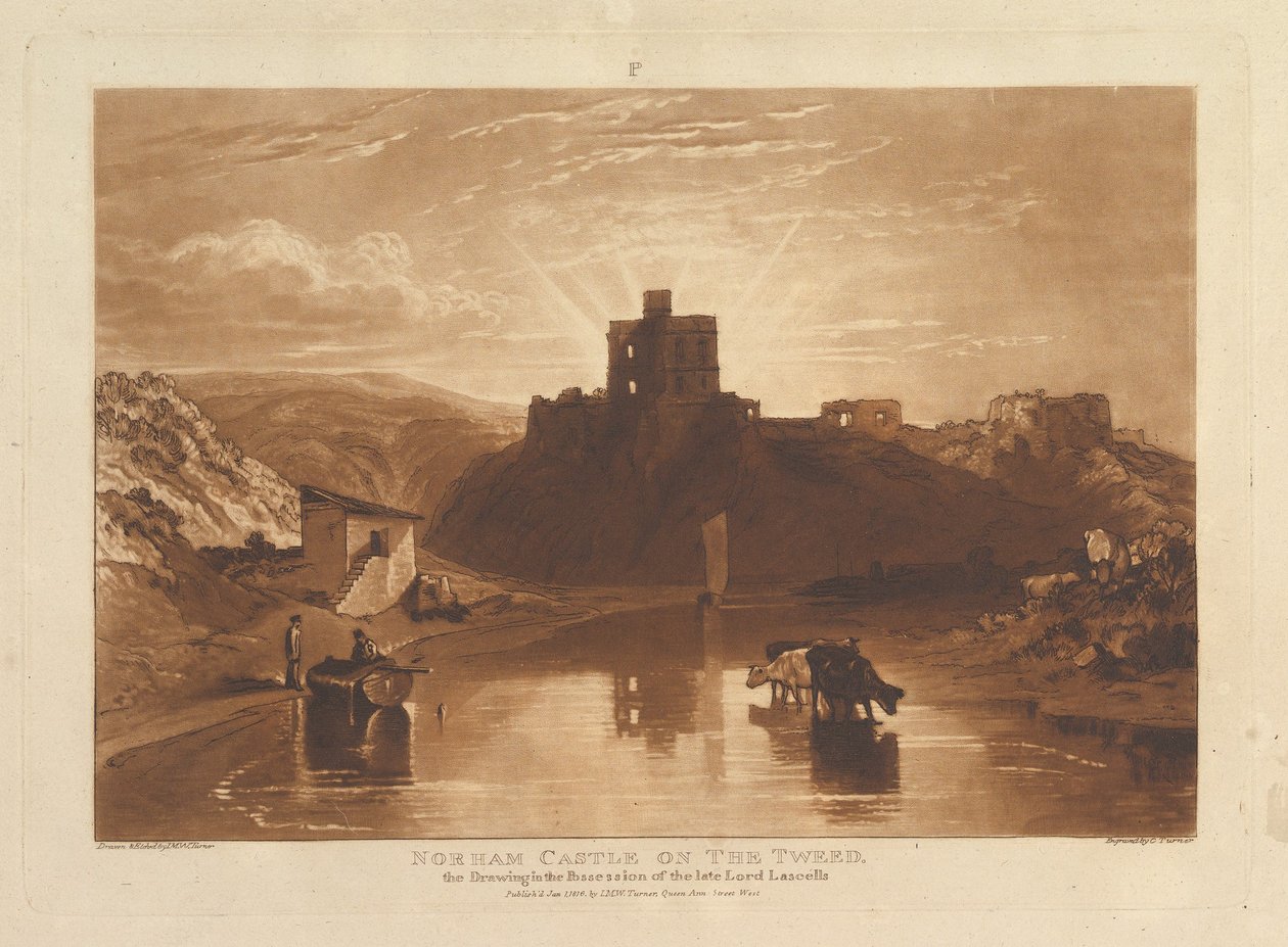 Castello di Norham sul Tweed, Liber Studiorum, parte XII, tavola 57, 1 gennaio 1816 da Joseph Mallord William Turner