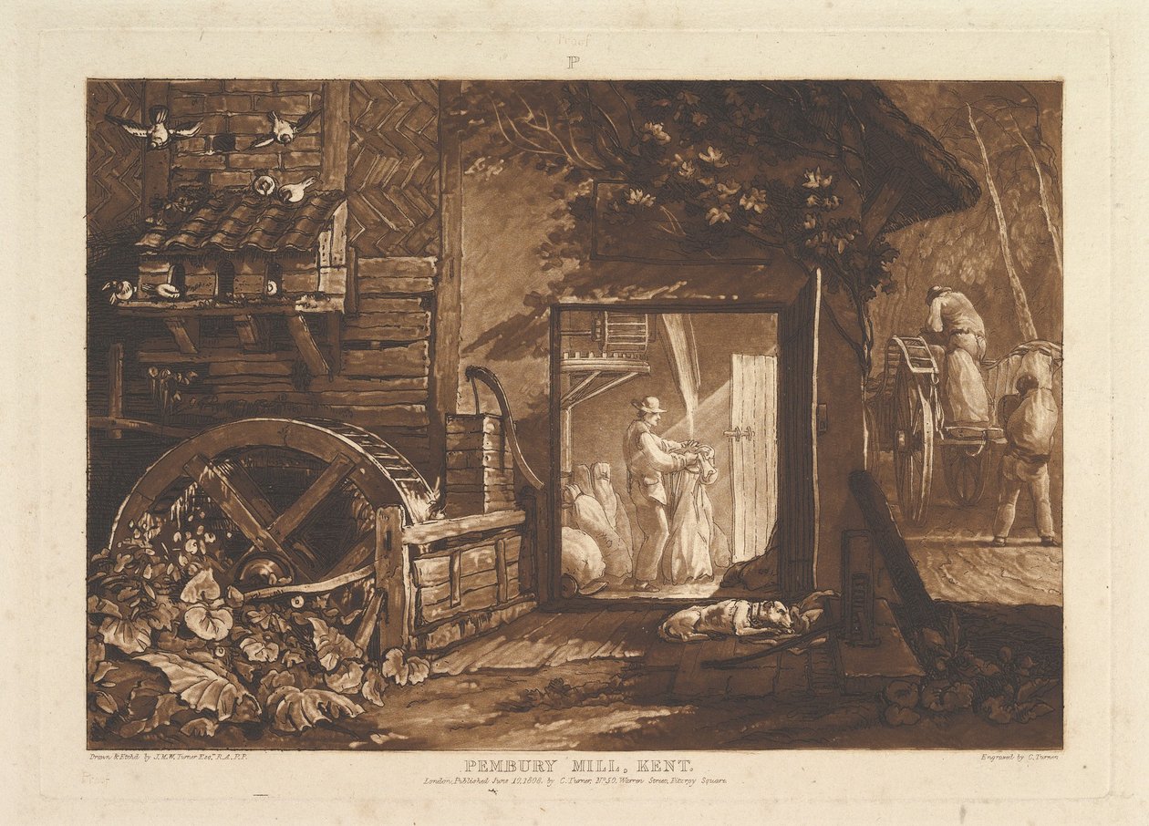 Mulino di Pembury, Kent Liber Studiorum, parte III, tavola 12, 10 giugno 1808 da Joseph Mallord William Turner