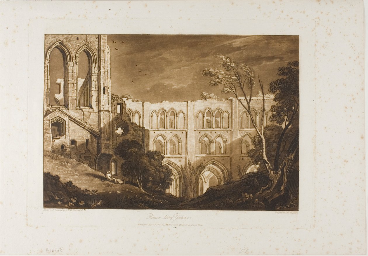 Abbazia di Rivaux, tavola 51 da Liber Studiorum da Joseph Mallord William Turner