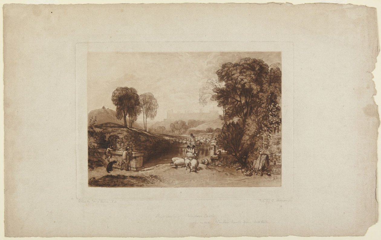 Il lavaggio delle pecore, Castello di Windsor (dal *Liber Studiorum*) da Joseph Mallord William Turner