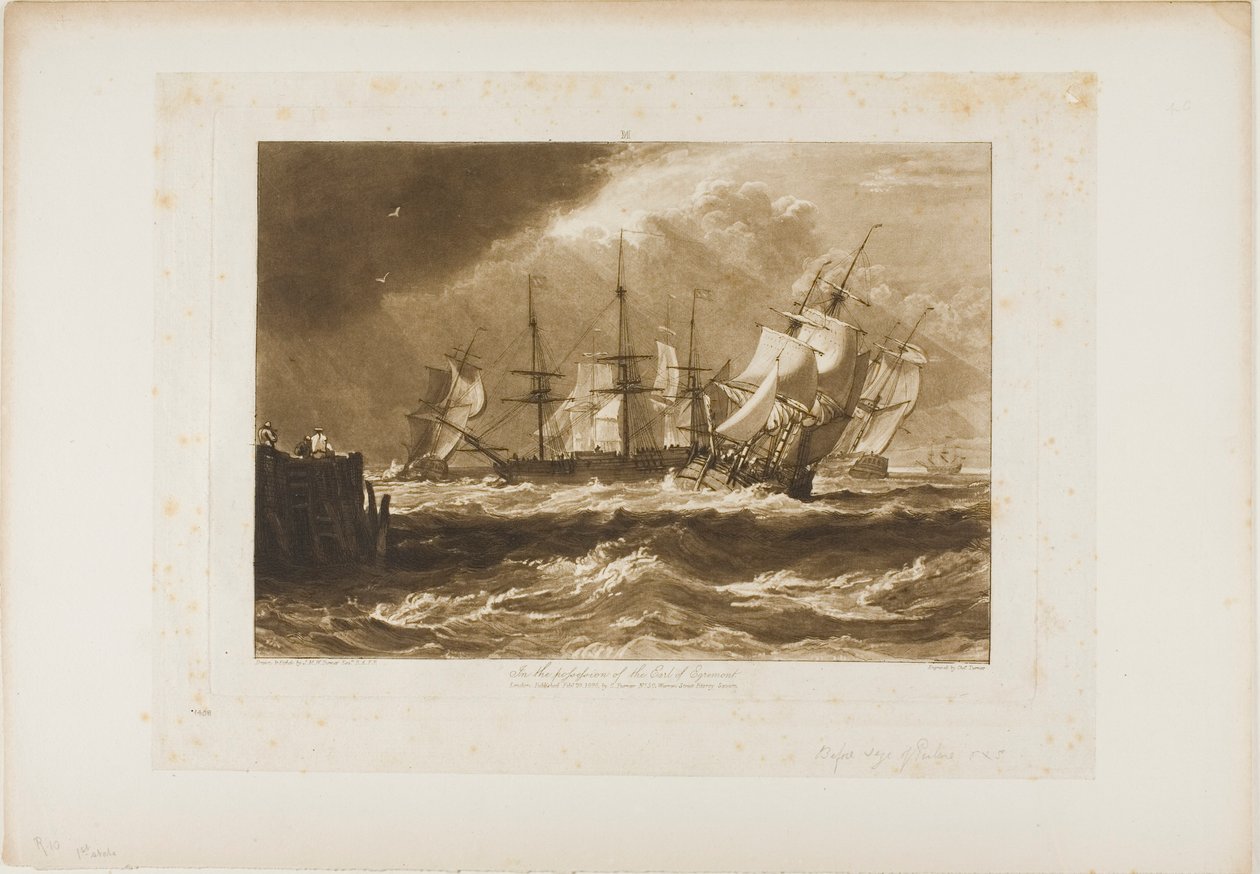 Navi in una Brezza, tavola 10 da Liber Studiorum da Joseph Mallord William Turner