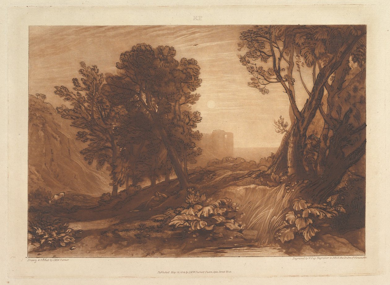 Solitudine, o La Maddalena che legge, Liber Studiorum, parte XI, tavola 53, 12 maggio 1814 da Joseph Mallord William Turner