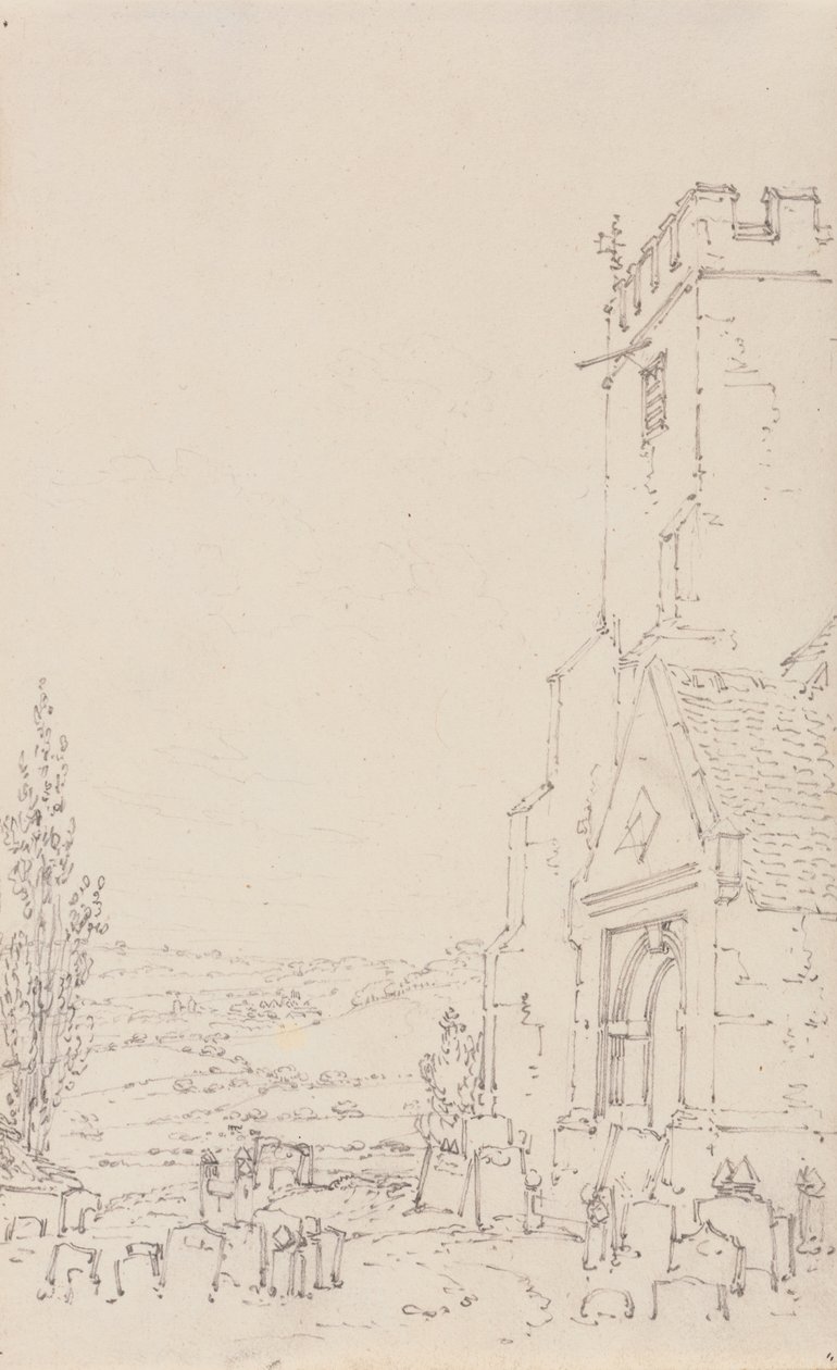 Portico sud e torre di una chiesa non identificata, c.1790-95 da Joseph Mallord William Turner